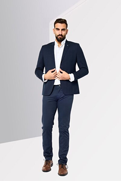 Tommy Hilfiger Men Tailored Fit Checkered Semi Formal Blazer, Multicolor