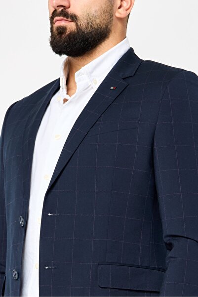 Tommy Hilfiger Men Tailored Fit Checkered Semi Formal Blazer, Multicolor