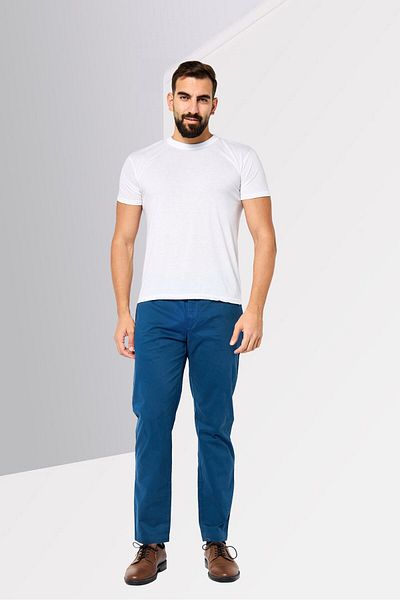 Harmont & Blaine Men Slim Fit Embroidered Logo Chino Pants, Blue