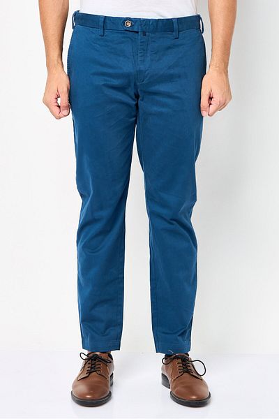 Harmont & Blaine Men Slim Fit Embroidered Logo Chino Pants, Blue