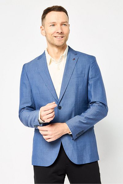 Tommy Hilfiger Men Tailored Fit Long Sleeves Plain Semi Formal Blazer, Navy