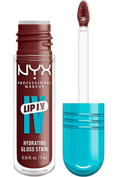 NYX Professional Makeup Lip IV Hydrating Gloss Stain, Lip Gloss, Up to 12HR Hydration, High Pigment,