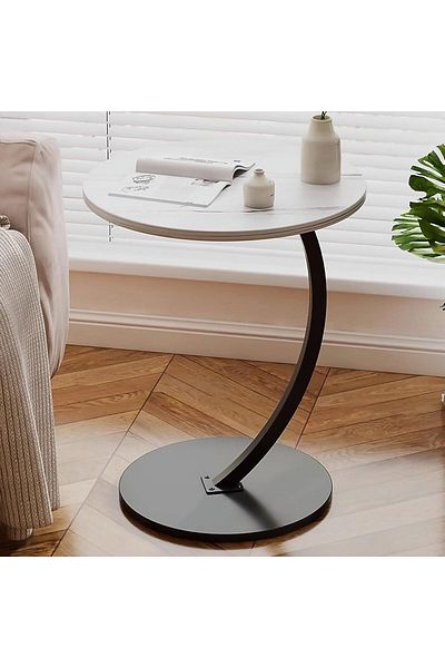 Generic Side Table, C-shaped Coffee Table, Sofa End Table, Space-Saving Nightstand Bedside Table for