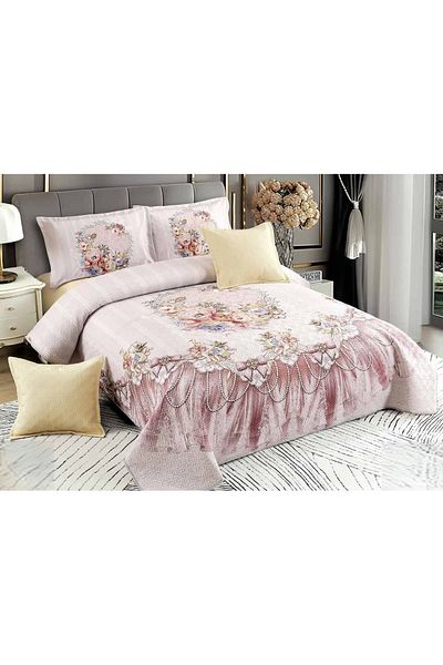 CHIRASO CHIRASO Velvet Duvet Cover Set, 5 Pieces, 230x250, Flower Print, cream-white