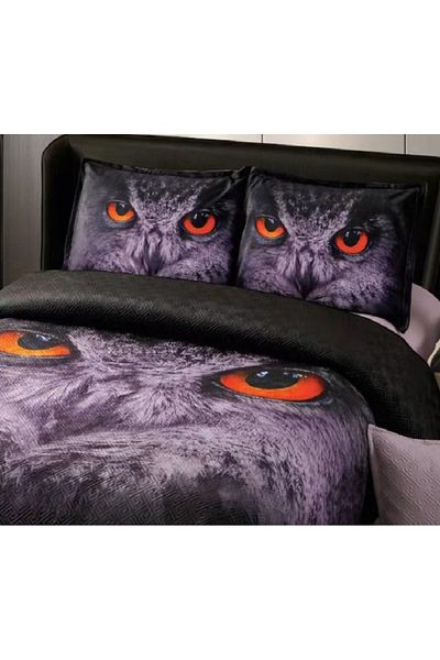 CHIRASO CHIRASO Velvet Duvet Cover Set, 5 Pieces, 230x250, Owl Print, black