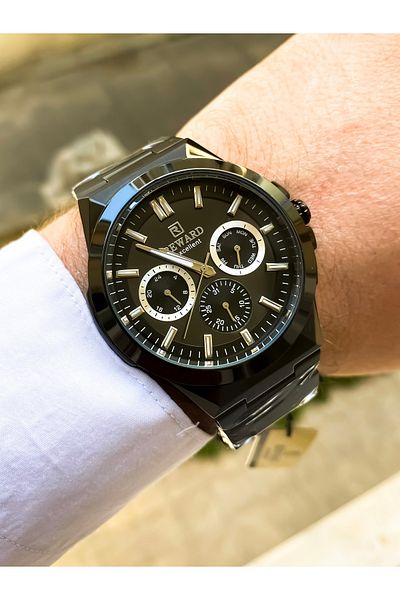 Reward Original Men Wrist Watch Waterproof Black Color Steel Cord Guaranteed 2 Years