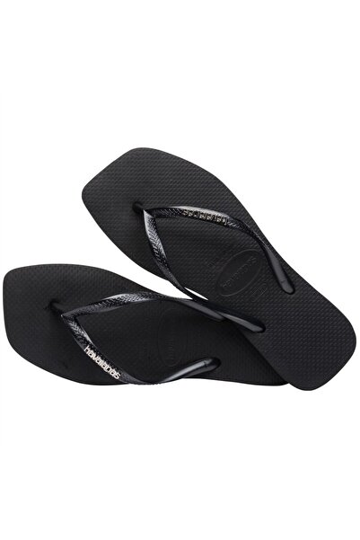Havaianas Square Logo Metallic Women's Black Slippers - 4148257