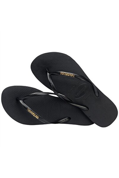 Havaianas Γυναικείες μαύρες παντόφλες SLIM LOGO METALLIC - 4119875