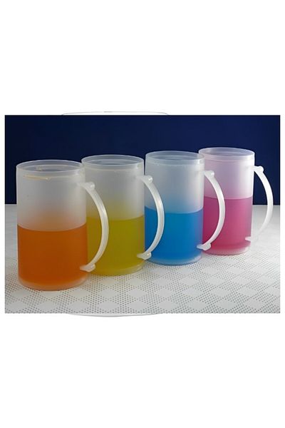 SyaMAG Set of 2 Beer Mugs, Freezer-Ready, 460 ml, Double Walls with Liquid for Keeping Drinks Cold