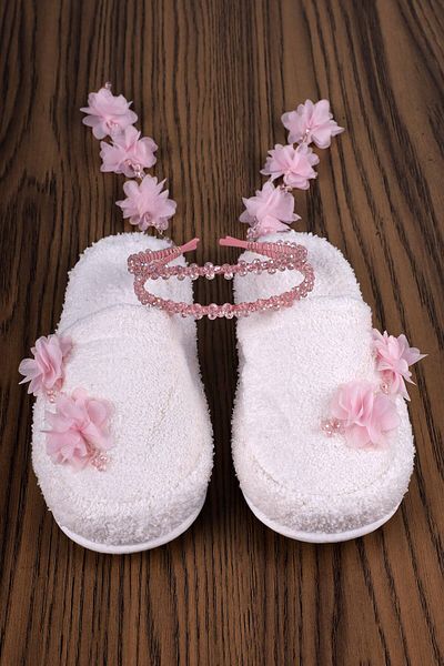 ByLohusa Pink Dangling Earrings Crown and Slippers 1014