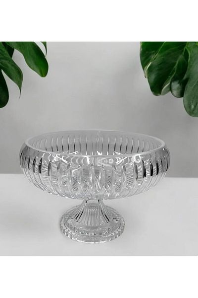 Akden Kristal Cutting Decor Crystal Glass Salad Bowl 28/22 cm