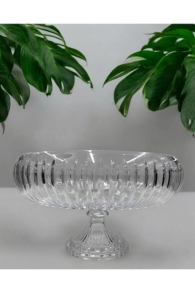Akden Kristal Cutting Decor Crystal Glass Salad Bowl 28/22 cm