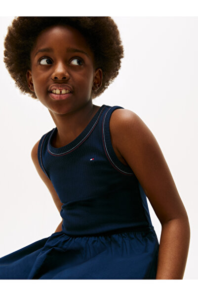 Tommy Hilfiger Girls Dark Night Navy Combi Dress Ss