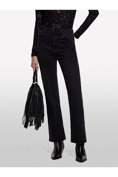 Sisley Cotton Blend Five Pockets Wide Leg High Waist Pants Women's 800 Pants - 324A4Strle03V