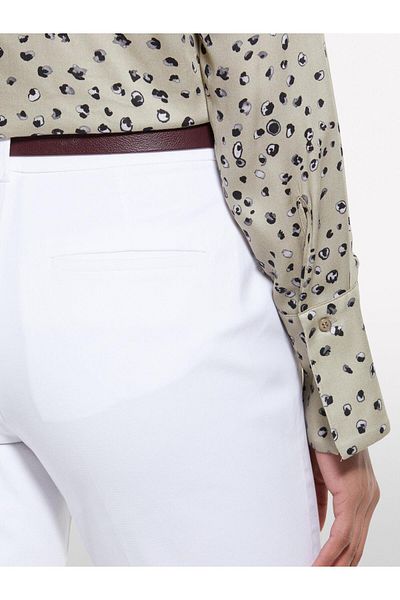Sisley Stretch Cotton Back Piping Pocket Pants Women's White Trousers - 325P49Male02X