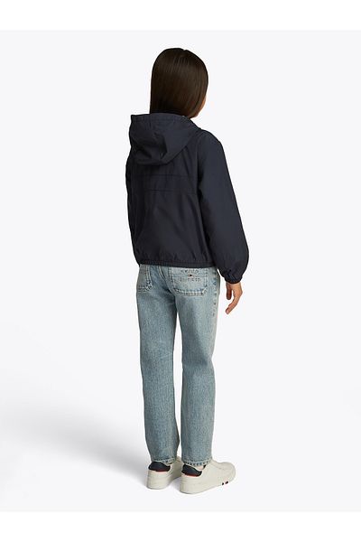 Tommy Hilfiger Girls Dark Night Navy Logo Hooded Windbreaker