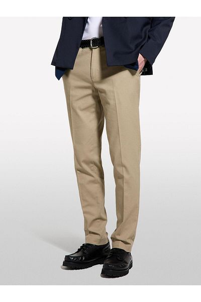 Sisley Stretch Cotton Logo Detail Slim Fit Chino Pants Men Blue Trousers - 325P4Wossf053