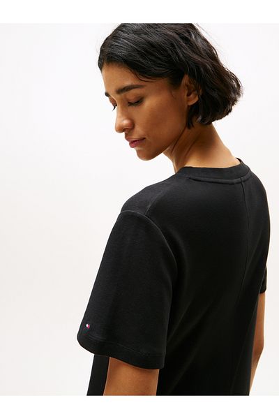 Tommy Hilfiger Women Black Relaxed Fit Midi T-Shirt Dress