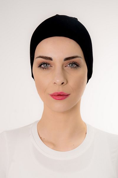 Şalcenneti.com Black Color Bonnet with Seamless Tie Front