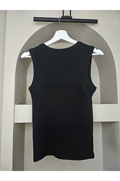 Telablanka Square Collar Ribbed Undershirt_Black
