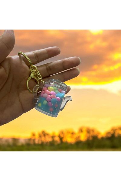 demirosa Bottle with Sim Particles Inside Keychain ​​& Bag Accessory