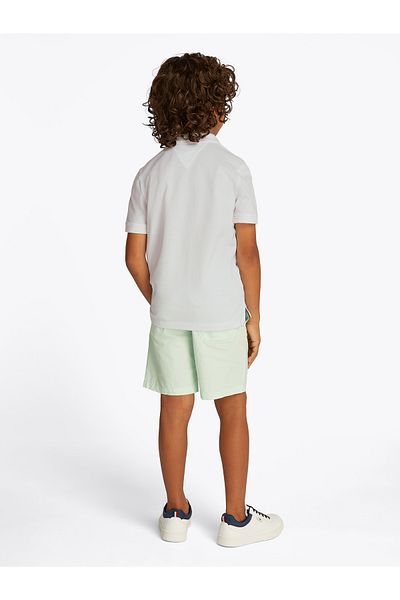 Tommy Hilfiger Boys Bright White Flag Embroidery Regular Fit Short Sleeve Polo T-Shirt