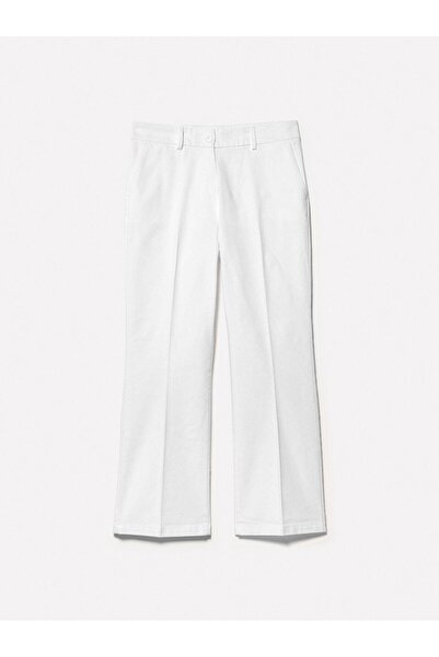 Sisley Stretch Cotton Back Piping Pocket Pants Women's White Trousers - 325P49Male02X