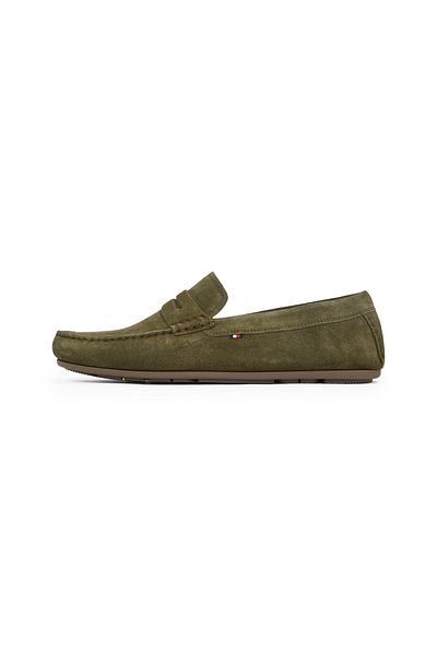 Tommy Hilfiger Men Army Green Suede Cleat Flag Driver Shoes