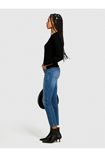 Sisley Pantaloni din denim stretch din bumbac talie înaltă Skinny Fit Pantaloni negri pentru femei - 324P44PMLE01K