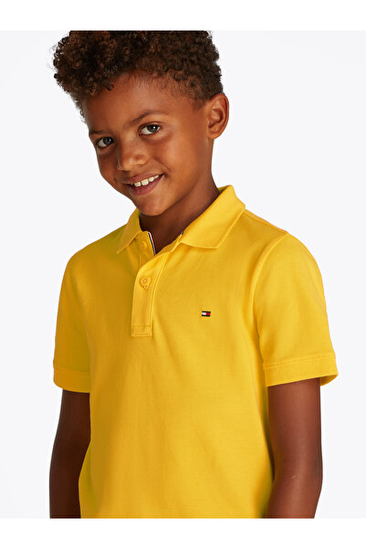 Tommy Hilfiger Boys Star Fruit Yellow Flag Embroidery Regular Fit Short Sleeve Polo T-Shirt