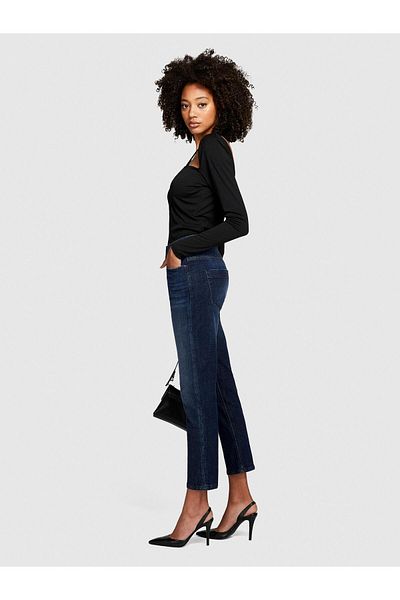 Sisley Lima Slim Carrot Fit Denim Pants Women's Khaki Mix Pants - 323A44Zale01J