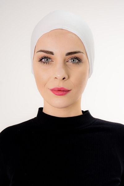 Şalcenneti.com White Color Bonnet with Seamless Tie on the Front