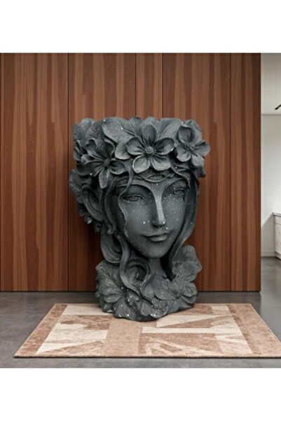 Yaratıcı sanatlar atölyesi 25 Cm Doğal Taş Döküm Kraliçe Büstü Saksı Dekorati...