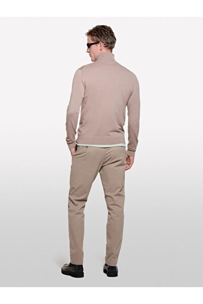 Sisley Erk_Cotton Blend Slim Fit Chino Pants Men's Light Brown Trousers - 324A4Jgcsf04W