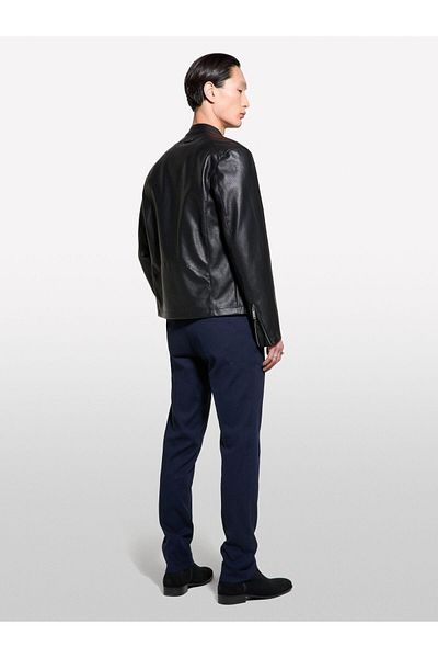 Sisley Stretch Cotton Logo Slim Fit Chino Pants Men's Navy Blue Trousers - 325P41C4Sf052