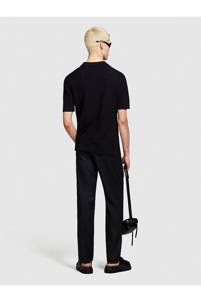 Sisley 100% Linen Slim Comfort Fit Trousers Men's Black Trousers - 324P4Aghsf049