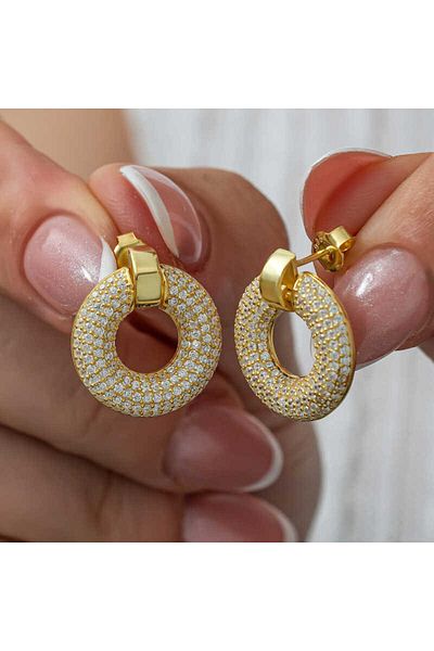 norsary Silver Hoop Gold Women's Earrings