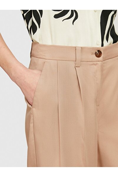 Sisley 100% Lyocell Front Double Pleated Back Piped Pocket Trousers Women's 1m7 Trousers - 324P483Glf05A