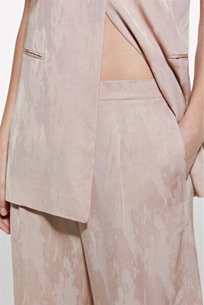 Sisley Linen Blended Jacquard Leg Slit Pants Women's Powder Pants - 324A43Melf05I