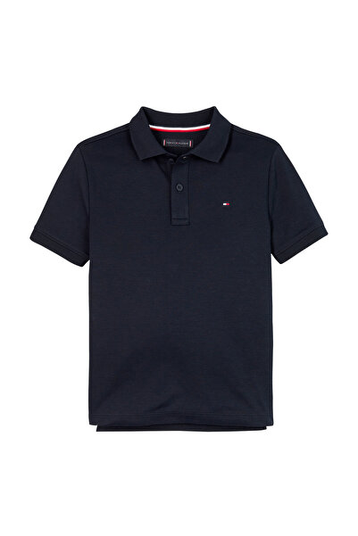 Tommy Hilfiger Boys Dark Night Navy Interlock Regular Fit Short Sleeve Polo T-Shirt