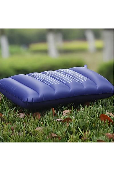 Generic 2وسادة مستطيلة قابلة للنفخ، تصميم متداخل، مناسبة للتخييم والسفر، ووسادة نوم، بألوان عشوائية