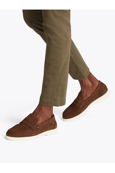Tommy Hilfiger Men Legacy Brown Signature Leather Loafers