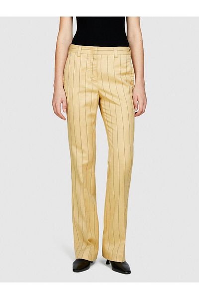 Sisley Lycosel Blend Striped Lightweight Flared Pants Women Black Mix Pants - 324P47I2Lf04X