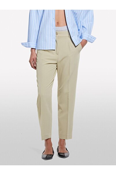 Sisley Viscose Blended Elastic Waist Trousers Women's Sand Color Trousers - 325P4Kvxl5Cm7