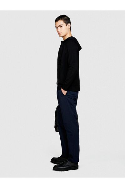 Sisley 100% Cotton Pleated Front Skinny Leg Trousers Men's Navy Blue Trousers - 324P4Fbhsf03U