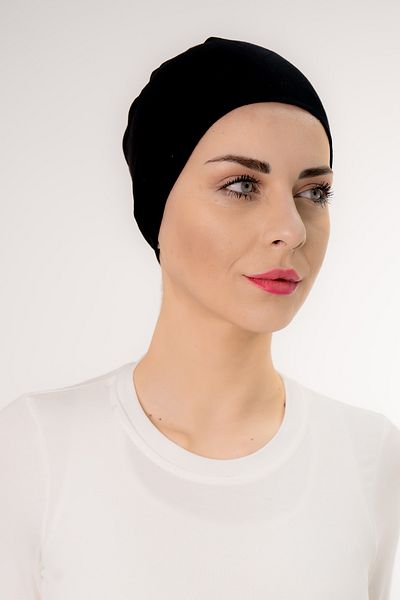 Şalcenneti.com Black Color Bonnet with Seamless Tie Front