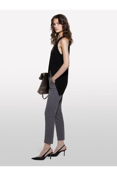 Sisley Slim Fit Gabardin Pantolon Kadın Füme Pantolon - 324A4AI655AH6