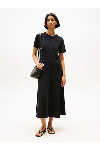 Tommy Hilfiger Women Black Relaxed Fit Midi T-Shirt Dress