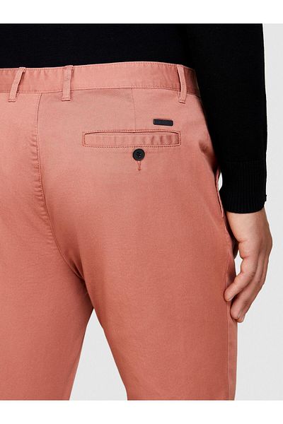Sisley Stretch Cotton Belt Hole Slim Fit Pants Men's Burgundy Trousers - 324P4Aihsf021