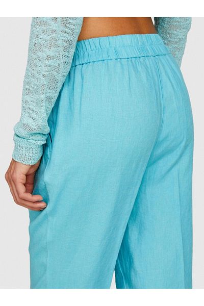 Sisley 100% Linen Elastic Sides Front Pleated Pants Women 2B0 Pants - 324P4Aghlf00S